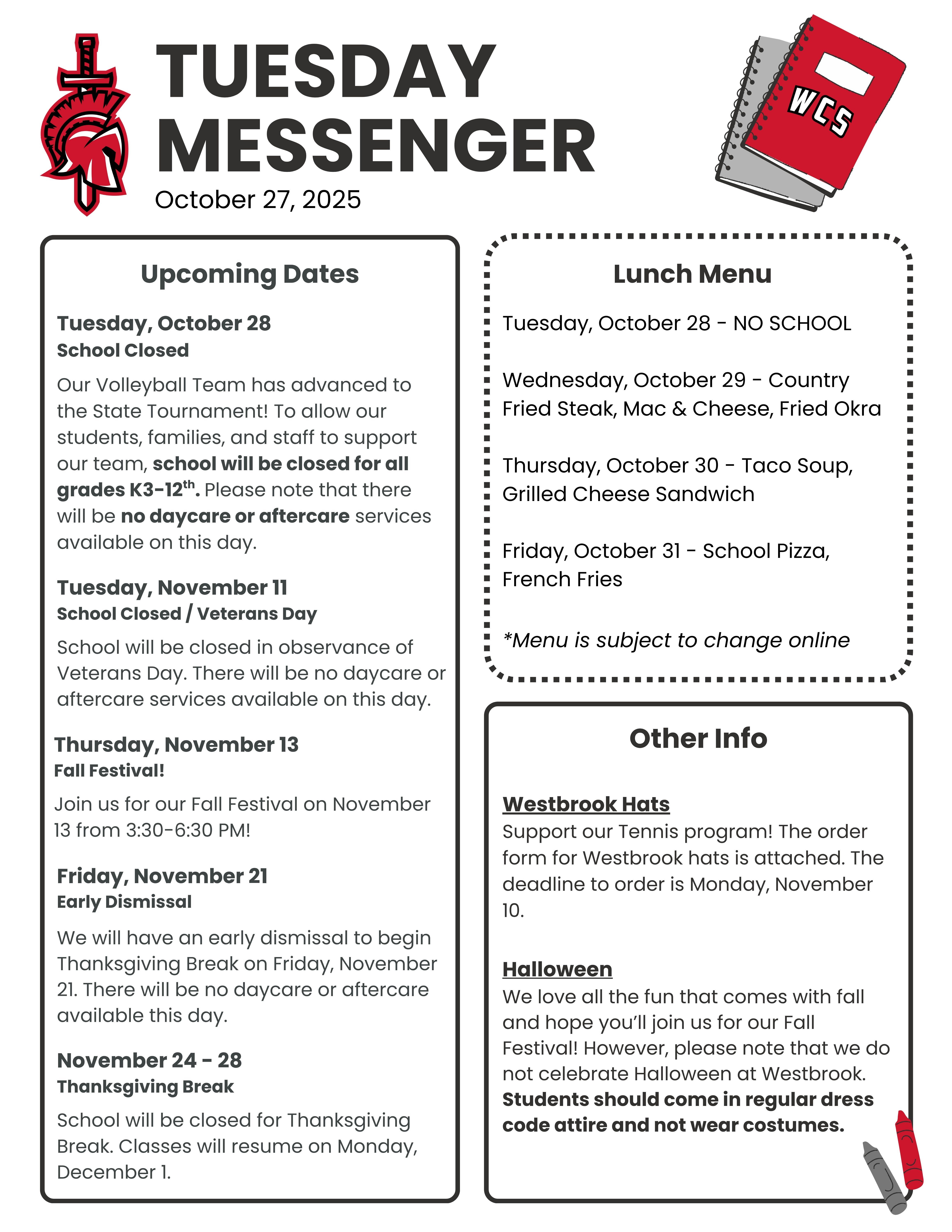 Tuesday Messenger 10.27