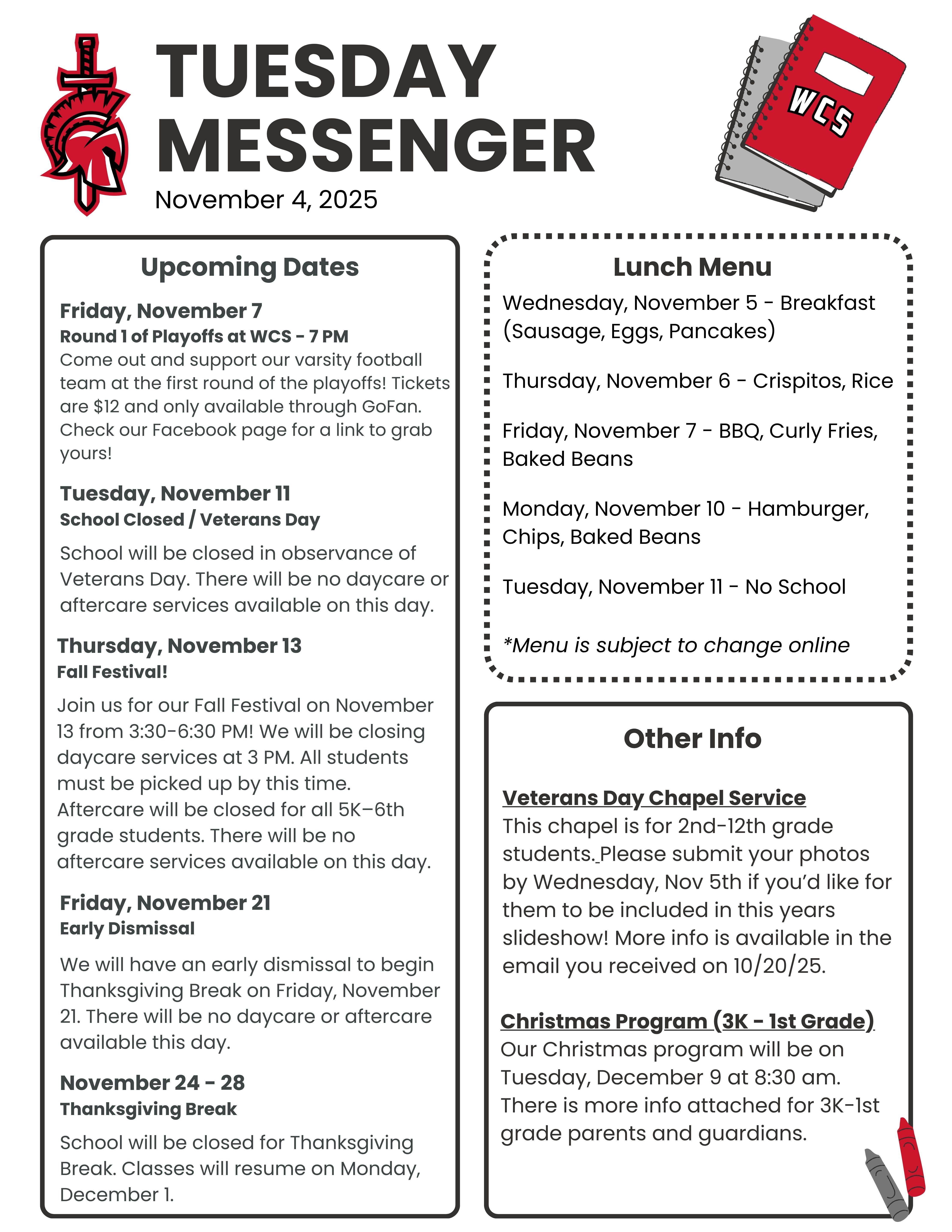 Tuesday Messenger 11.4