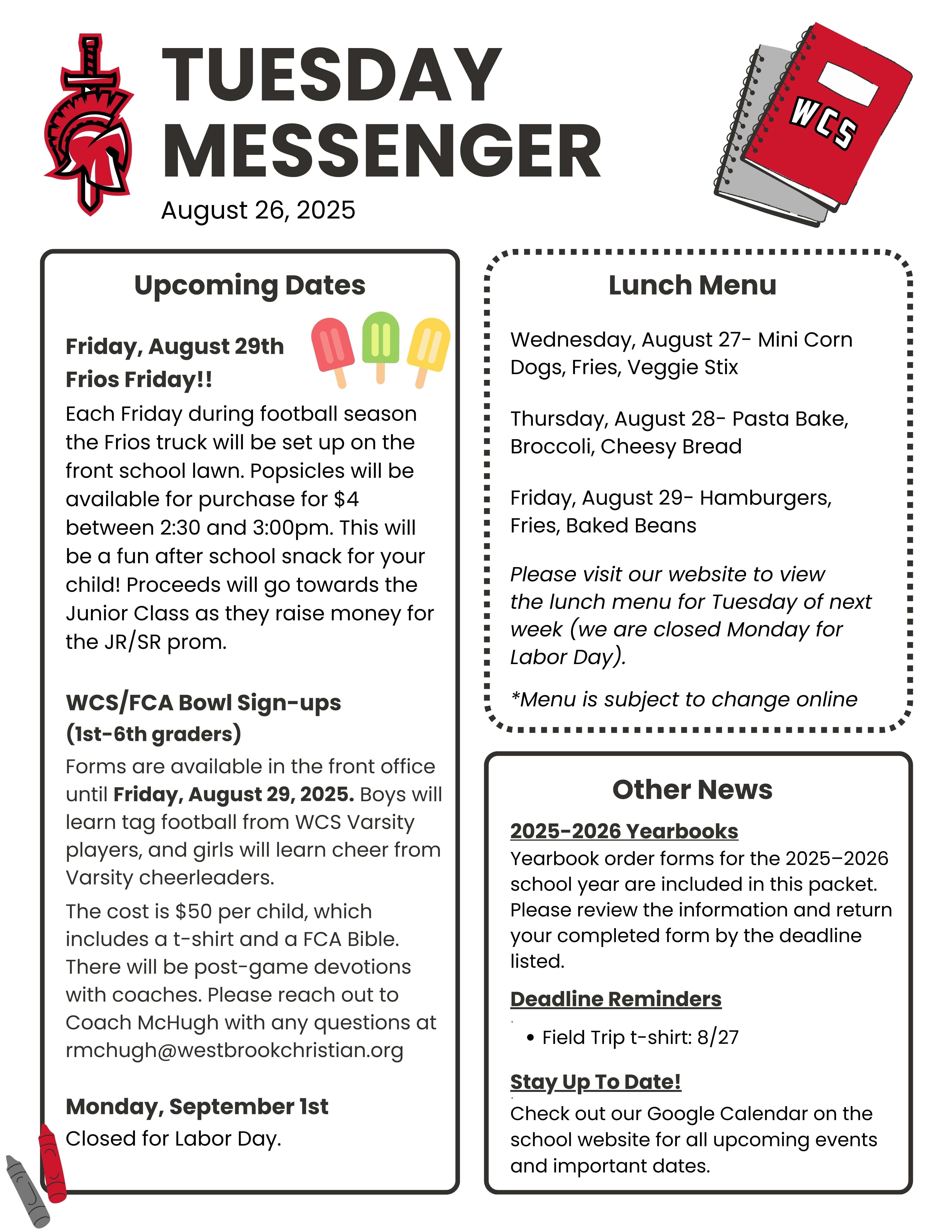 Tuesday Messenger 8.26 